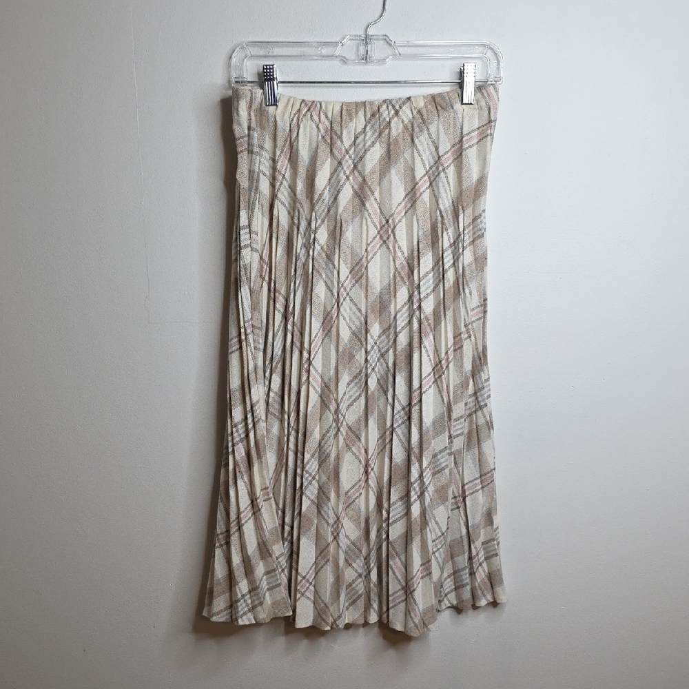 Plaid Pleated Women's Skirt Vintage Wool Blend